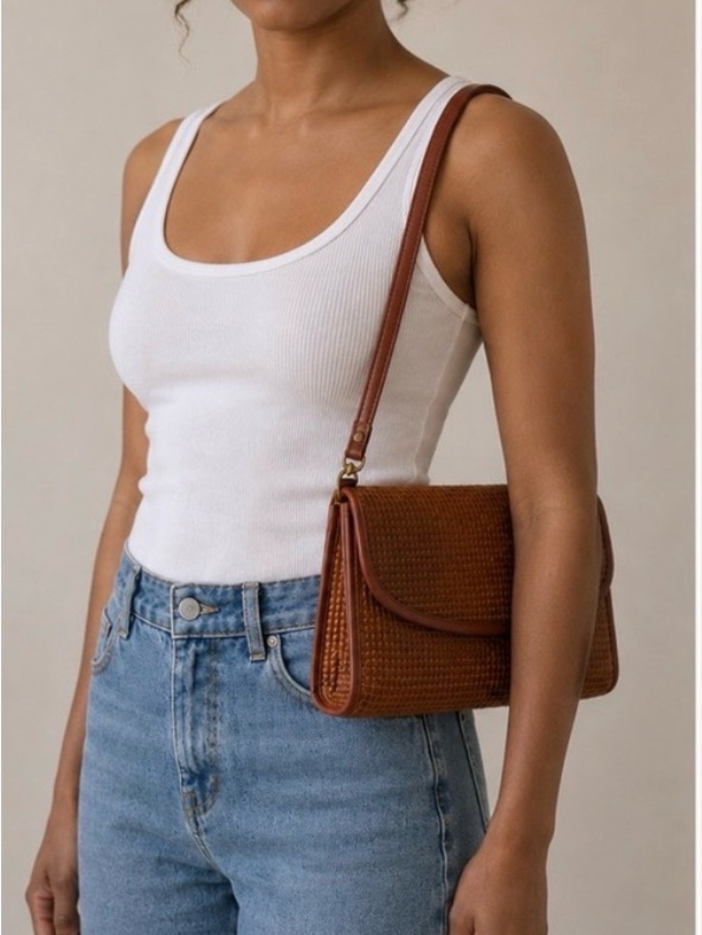 Rare Vintage Amelia Berko Woven leather clutch with strap